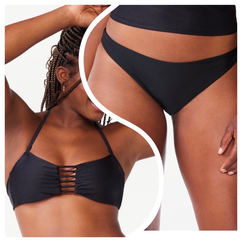 Love & Sports Strappy Bikini Top & Classic Bikini Bottoms Black  XXL (20)